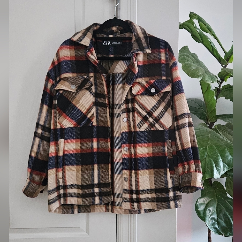 Zara Super Soft Checkered Shirt Jacket - Shacket